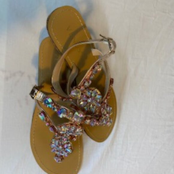 ✨ VENUS Rose-Gold Gemstone Wedge Sandals - Picture 2 of 4